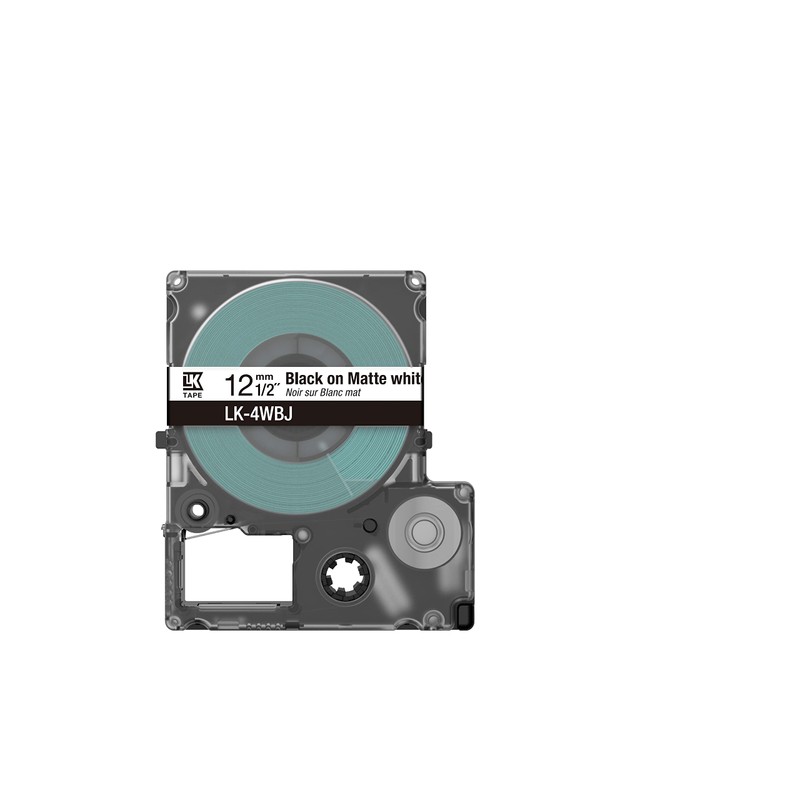 Epson Label Cassette, Matte Label Tape LK-4WBJ Black on White,