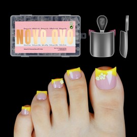 NOVO OVO Halloween Short Toe Nail Tips, Press On with Moon Curve, Short Toenails for Sticking Toenails with Moon Curve, Full Coverage, Clear Matte Soft Gel Toenails, 15 Sizes, Pack of 240
