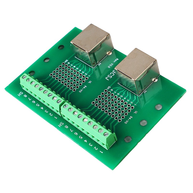 RJ45 Ethernet Connector Breakout Board Dual Network Port Input Screw