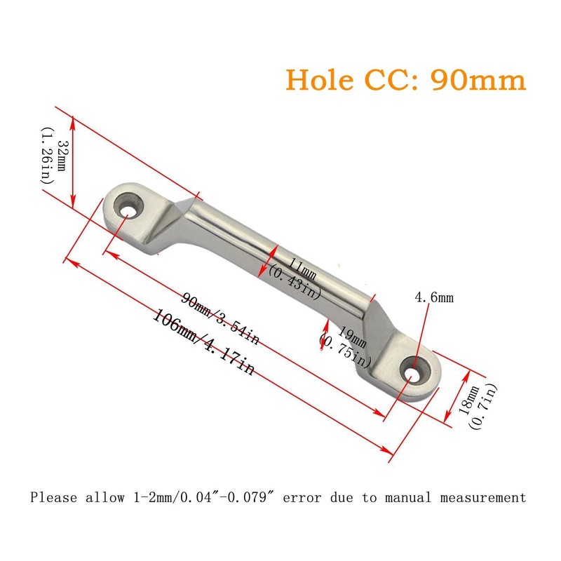 1Pack Stainless Steel 304 Handle Plus，Heavy Duty Door Bow Knobs