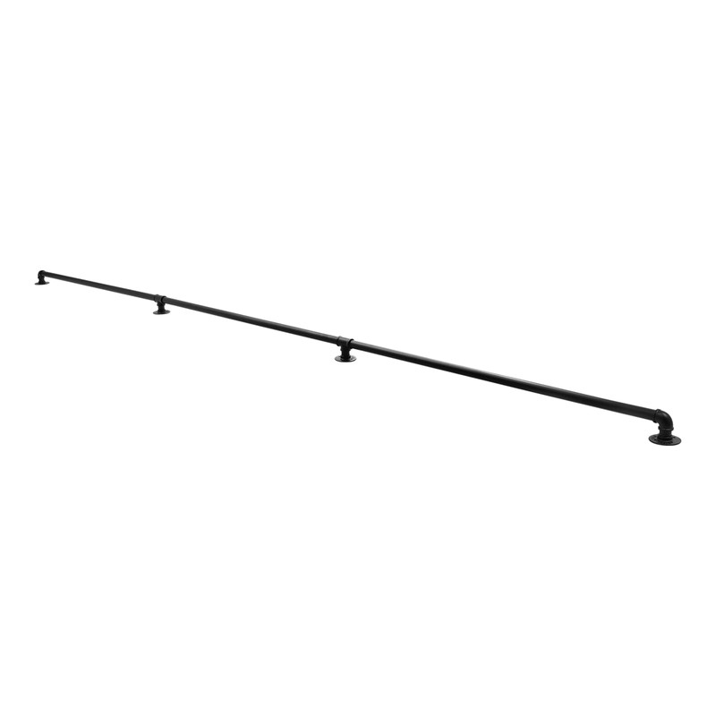 DYNAMI 12 Feet Pipe Stair Handrail,Wall Mount Black Galvanized Industrial
