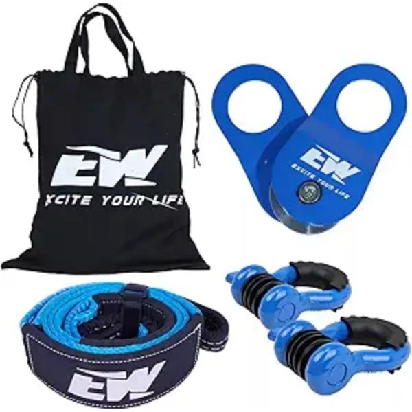 E-UPWORTH Offroad Recovery Kit:10t Snatch Block & 3”x8’ Tree Strap