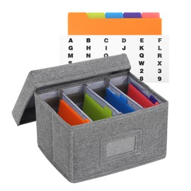 Qozary Index Card Holder 4x6 - Index Card Box With Dividers, Index Card Organizer Case, Foldable Flash Card Holder, 1000+ Card Capacity Box With Lid