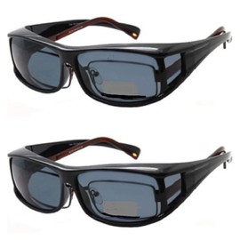 Pink Ribbon Shades 2 Pair Polarized Fit Over Wear Over Reading Glasses Sunglasses -PC70077POL-Italian Black/Black