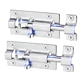 2 Pack 4" Chrome Door Bolts, Heavy Duty Stainless Steel Barrel Slide Latch Locks for Wooden Gates, Shed Doors, and Bathroom, Rustproof Secure Design with Screws.