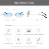 JCTAIFOO Retro Rimless Rectangular Sunglasses Women Men Vintage Slim Rectangular