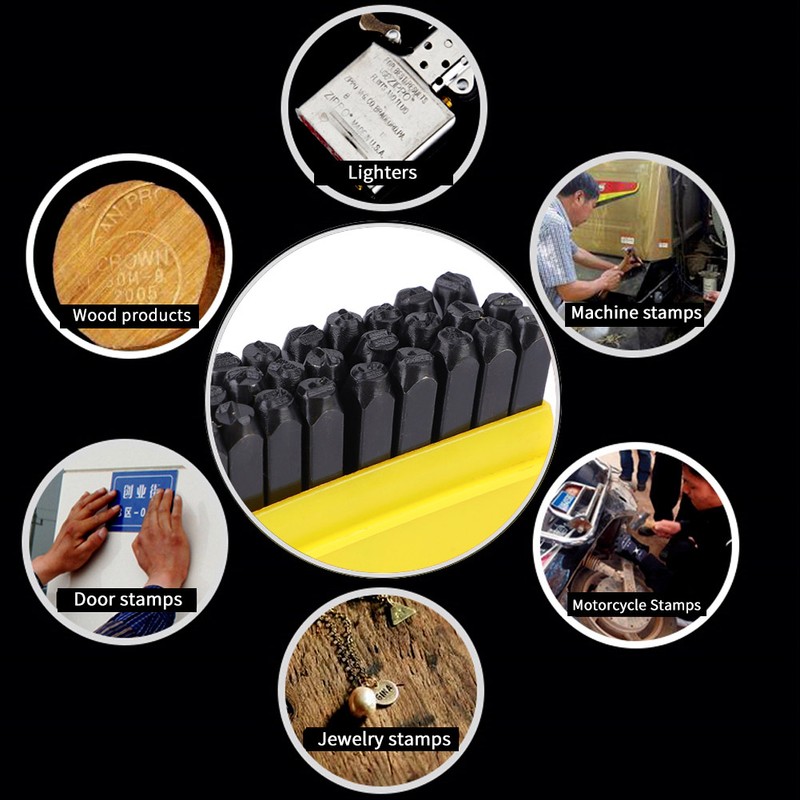 36Pcs Stamping Punch Tool Number(0‑9) Letter (A‑Z‑&amp;) High Carbon Steel