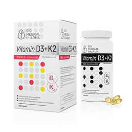 Vitamin D3 K2 MK-7 | 240 Capsules | 5000 IU Vitamin D3 and 100mcg Vitamin K2 MK7 | High Bioavailability of Vitamin D3 and K2 | 240 High Dose Softgel with Linseed Oil | Without Unwanted Additives