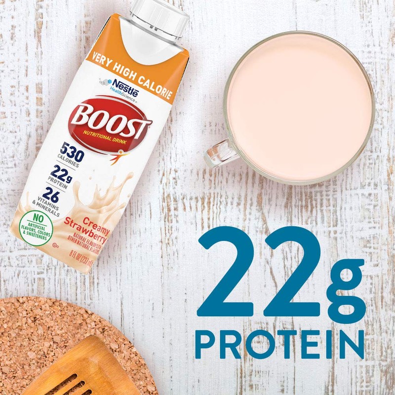 BOOST Very High Calorie Nutritional Drink, Creamy Strawberry, 8 Fl