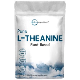 Micro Ingredients Pure L-Theanine Powder, 100 Grams (1 Year Supply), Filler Free, No GMOs and Vegan Friendly