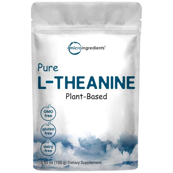 Micro Ingredients Pure L-Theanine Powder, 100 Grams (1 Year Supply),
