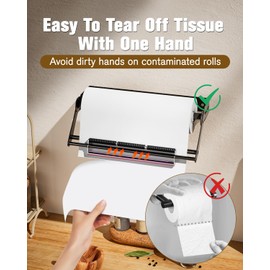 TOPWE Kitchen Roll Holder Under Cabinet, [ Upgraded] One-Handed Tearing Paper Towel Holder with a Lever Principle, Stainless Steel Kitchen Roll Holder for Under Cupboard & Cabinet Paper Roll Holder