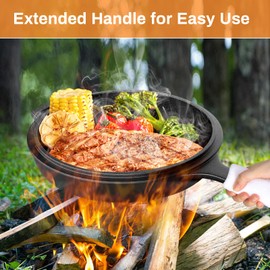 LIFERUN Cast Iron Skillet with Lid - 2-in-1 Multi-Cooker: Deep Pot (2.9 Qt) + Frying Pan (1.27 Qt), Dutch Oven, Oven Cookware - For Stove, Grill, Campfire