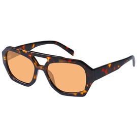 mosanana Trendy Retro Small Aviator Sunglasses for Women Hexagonal Fashion 70s Vintage Cool Stylish Chic 2025 Shades Tortoise Orange MS52473