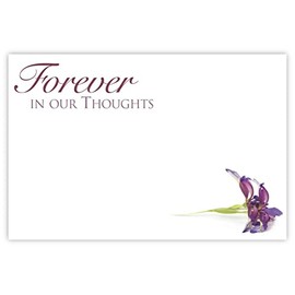celloexpress Forever in Our Thoughts (Purple Lily) Flower Message Cards - 60mm x 90mm - Bereavement Florist Card Sympathy Condolences Notes (Pack of 10)
