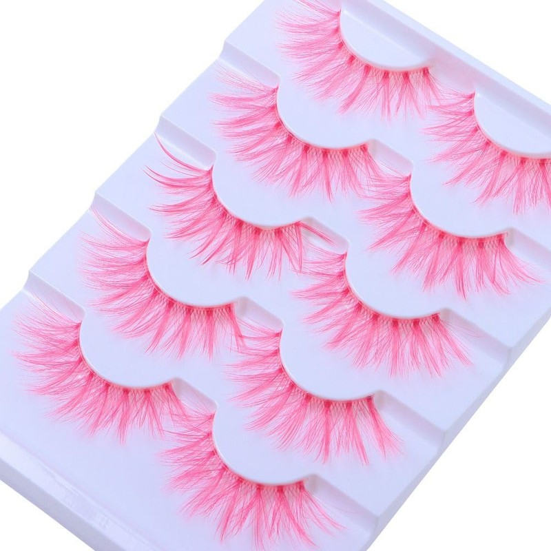 5 Pairs White False Eyelashes, Cosplay Eyelashes, 3D Multilayer Anime