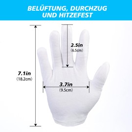 10 Paar Weiße Handschuhe Baumwolle, Stoff Handschuhe Weiss, Waschbares Und Dehnbares Tuch Für Mehrzweck, Care Baumwollhandschuhe, Bequem Und Atmungsaktiv, Für Hautpflege, Schmuck Untersuchen-18,5cm