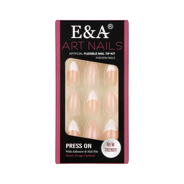 E&A Press On Nails - French Tips| UV Finish Short