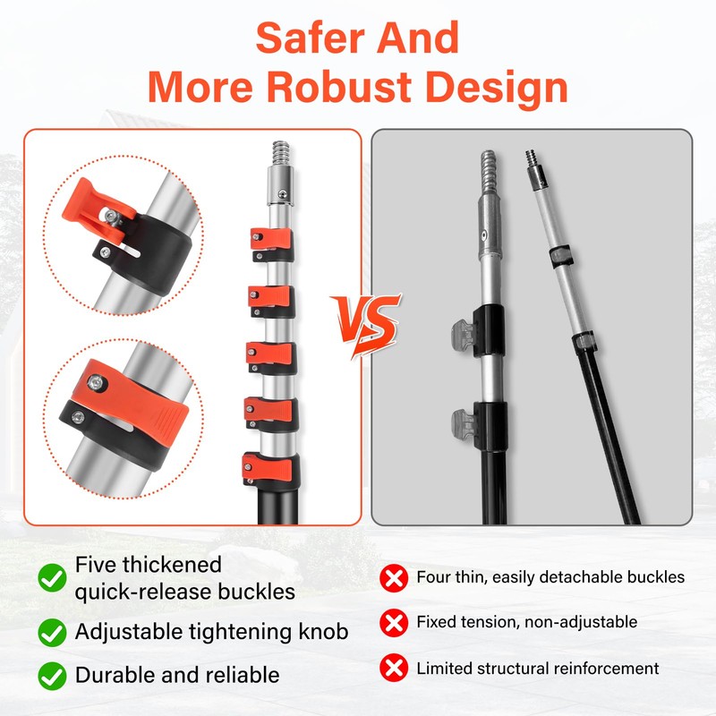 5-24FT Telescoping Extension Pole,Reach 30FT Extension Pole