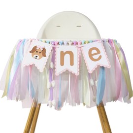 Banner de una silla alta para cachorros, decoración de fiesta de primer cumpleaños para niñas, pancarta para silla alta de primer cumpleaños, decoración de fiesta de baby shower con temática de perro,
