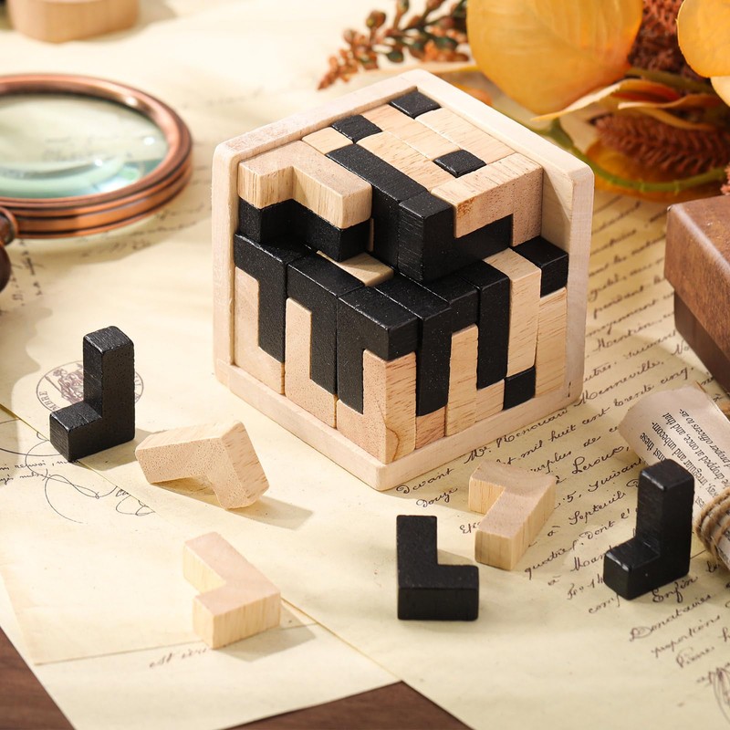 Yilloog Wooden Puzzle Brain Teasers 3D Logic Puzzles, Brain Teaser
