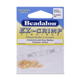 Artistic Wire Beadalon EZ-Crimp End 3-1/2mm Ring Gold Plated, 10-Piece