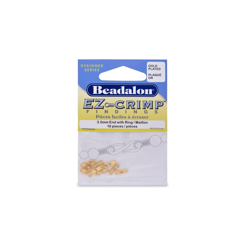 Artistic Wire Beadalon EZ-Crimp End 3-1/2mm Ring Gold Plated, 10-Piece