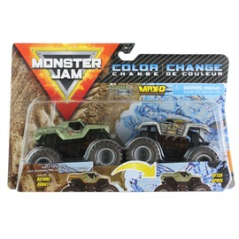 MonsterJam Color Change Soldier Fortune vs Max-D (Double Pack) 1:64 Scale, Dirty to Clean