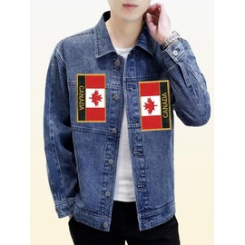 NEGNME - Parches de bandera nacional de Canadá para planchar o coser parches militares bordados tácticos para hombres y mujeres, 2 piezas (blanco, rojo, rectangular, 8 x 5 cm)