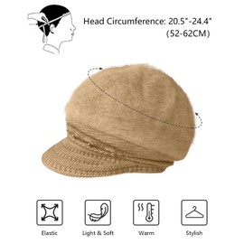 Yutdeng Basque Hat Women's Winter Beret Hat Women's Hats Lined Knitted Hat Women's with Peak Wool Hat Women's Fleece Beret Fashion Winter Hat Knitted Hat Autumn Warm Hats Women Soft Beret Beanie,