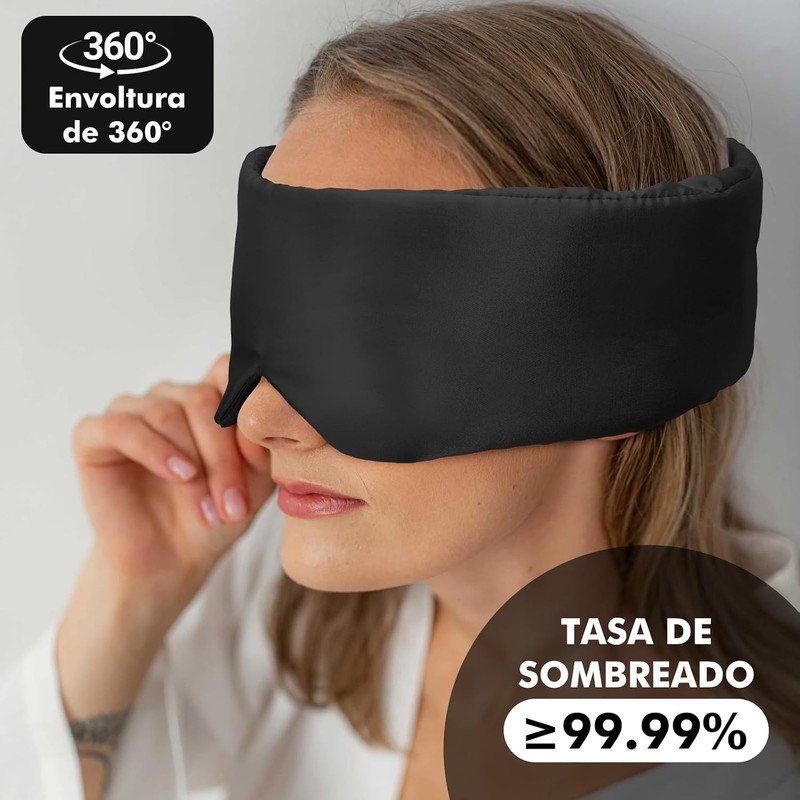 Antifaz para Dormir, Cubre Ojos para Dormir Mujer, Negro