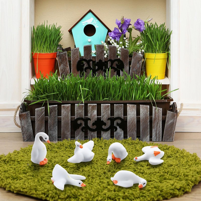 DoubleFill 12 Pcs Mini Goose Figurines Tiny Resin Goose DIY