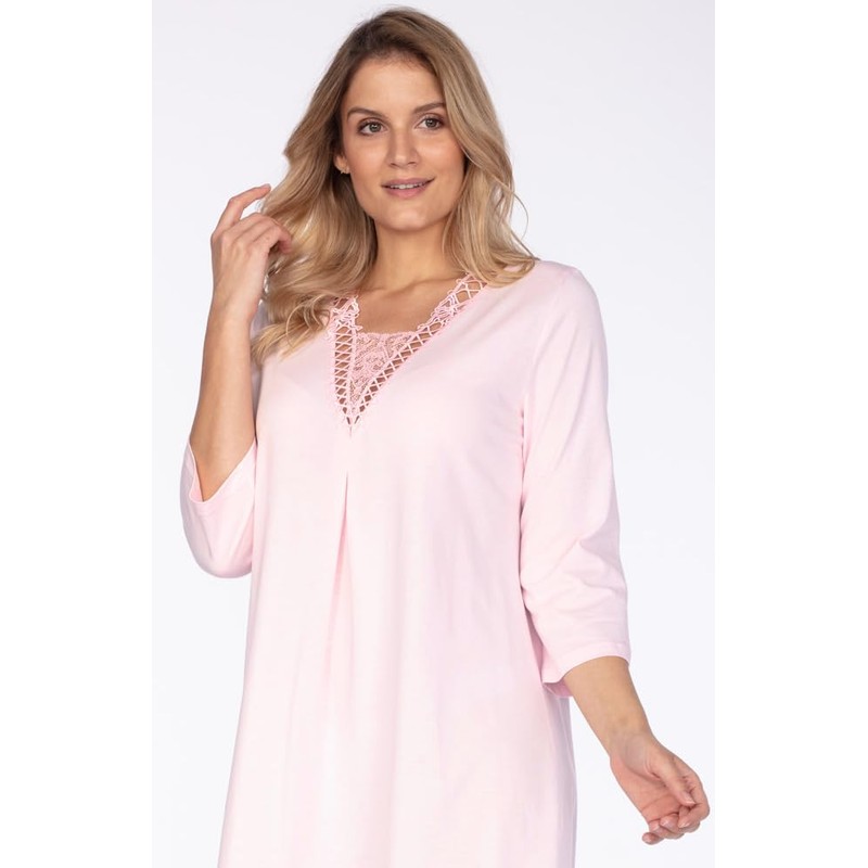 e.Femme® LEDA Women's Nightdress 3/4 Sleeve Cotton/Modal, pink