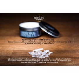Odoro Essenzen Menthol Crystals 100% Pure Menthol. 50 g Sauna Crystals for Sauna Infusion, Lockable Design Aluminium Can. Large Premium Ice Crystals with Cooling Effect for Sauna Infusion