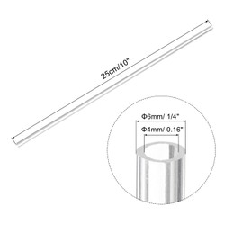 sourcing map Acrylic Pipe Clear Rigid Round Plastic Tube 4mm ID 6mm(1/4 inch) OD 10" for Lamps and Lanterns, Water Cooling System