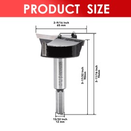 Mollom 2-9/16" (65mm) Forstner Drill Bit for Precise Woodworking with Durable YG8 Carbide Thickness of 2.0mm,This Hinge Cutter Tool is Ideal for Hard Wood, Plastic, Plywood