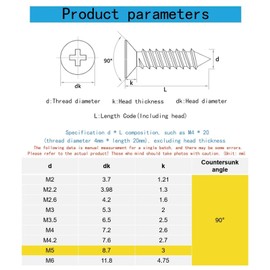 M5x 45mm Flat Head Wood Self Tapping,Sheet Metal Screws,Phillips Drive Countersunk Wood Screws,304 Stainless Steel （A2-70),GB846,Plain Finish，20 Pcs