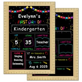 JUESMOS First & Last Day of School Sign with Ruler Frame 9.8"x13.8" Back to School Board Sign for Kids Girls Boys Reusable Chalkboard Signs for 1st Day of Kindergarten Preschool Photo Props Signs