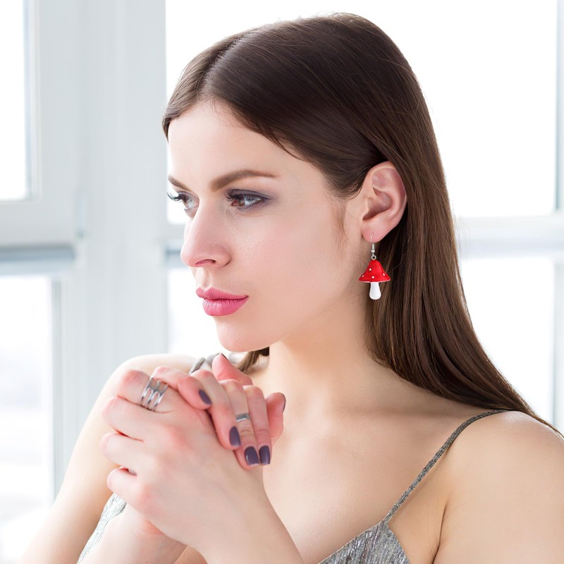 Holibanna Pendant Dangle Earrings Sweet Fresh Mushroom Drop Earrings Colourful