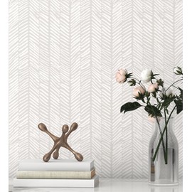 Striped Wallpaper Peel and Stick Wallpaper for Bedroom 17.3"x78.8" White/Beige Wall Paper Herringbone Self Adhesive Removable Wallpaper Modern Line Contact Paper for Cabinets Bathroom Decor