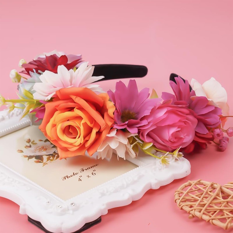 Oenothera Rose Flower Crown, Floral Crown Headband, Bohemia Floral Headband