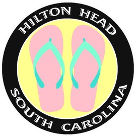 Athena Brands Flip Flops Hilton Head South Carolina - Car Truck Window Bumper Sticker Decal - Black