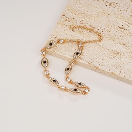 Sylph Evil Eye Bracelet for Women Dainty Gold Chain Link Bracelet Adjustable Bracelet Cubic Zirconia Evil Eye Bracelet Festival Everyday Jewelry