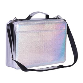 Shulaner 500 Colored Pencil Case Organizer with Zipper Large Capacity Flower Pen Holder Bag for Artist (Silver Glitter, Small Slots)