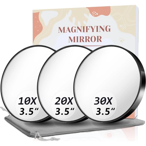 FAHZON Magnifying Mirror, 10X & 20X & 30X 10X&20X&30X, Black-10x&