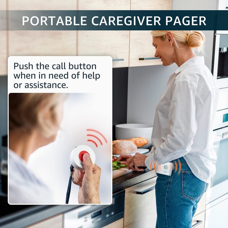 SYNLETT Wireless Caregiver Pager System With 2 Call Buttons And