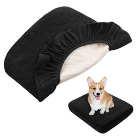 nanbowang Waterproof Dog Bed Covers Replacement Washable Pet Hair Easy to Remove, Dog Pillow Cover Quilted, Pet Bed Cover Lovely Puppy Bed Cover for Dog/Cat 48x30 Black