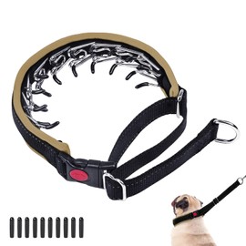 Martingale Collar for Dogs, No Pull Dog Collar with Buckle, Reflective Heavy Duty Nylon Anti Pull Collar Adjustable Limited Slip Collar for Large Medium Small Dogs Training Walking M Khaki