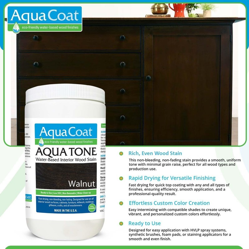 Aqua Coat Aqua Tone Water-Based Wood Stain (Quart, Walnut)
