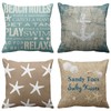 Emvency Set of 4 Throw Pillow Covers Beach Starfish Words Rules Holiday Summer Nautical Anchor Distressed Taupe Decorative Pillow Cases Home Decor Square 26x26 Inches Pillowcases